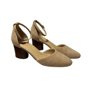 Talbots Suede Block Heel Ankle Strap Pumps Size 6.5